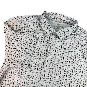 121st US Open Torrey Pines Golf Polo Men's Large White Allover Print Stretch